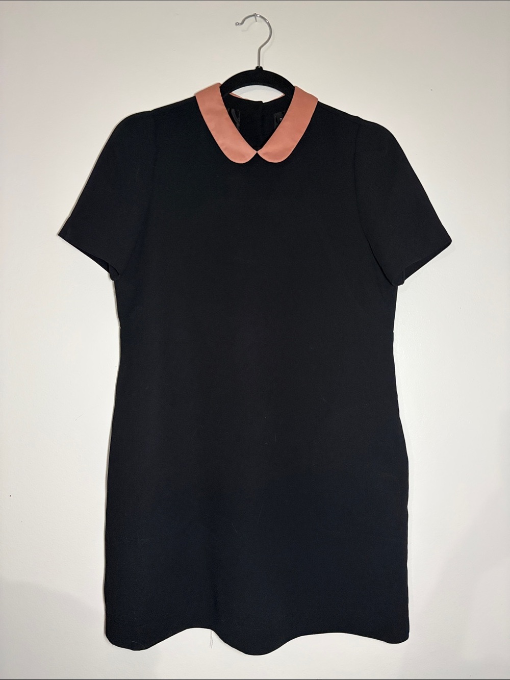 Sister Jane Black Mini Shift Dress Peter Pan Collar with Pockets
